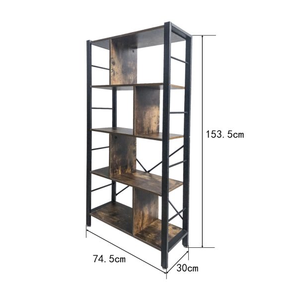 Wandschrank Bücherregal Robustes Industriedesign Metall Holz 154 cm hoch - VDD World