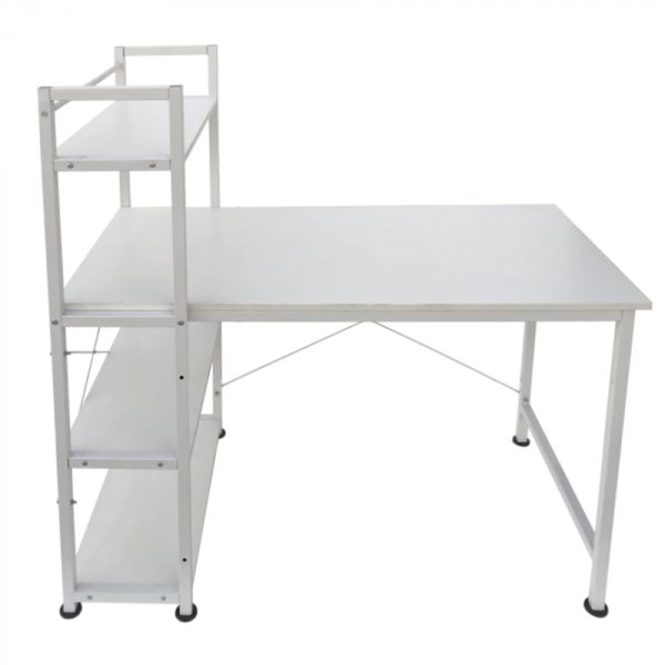 Schreibtisch Computertisch Tough - 3 Lagerregale - industrielles modernes Weiß - Metallholz - VDD World