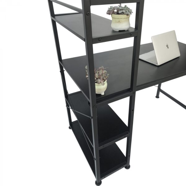 Schreibtisch Computertisch Tough - 3 Lagerregale - Industrial Modern - Metall Holz - Schwarz - VDD World