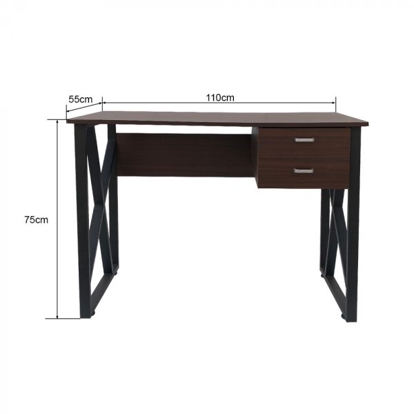 Schreibtisch Computertisch Tough - Laptoptisch - schwarzes Metall braunes Holz - VDD World