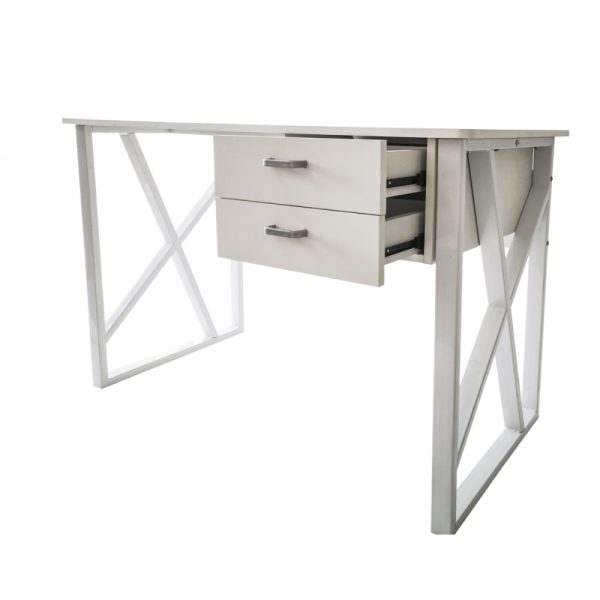 Schreibtisch Computertisch Tough - Laptop Schreibtisch - Industrial Modern - Metall Holz - Weiß - VDD World
