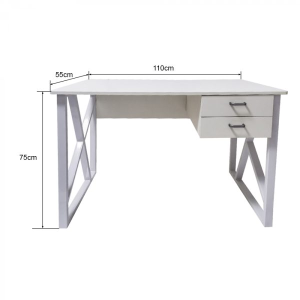 Schreibtisch Computertisch Tough - Laptop Schreibtisch - Industrial Modern - Metall Holz - Weiß - VDD World