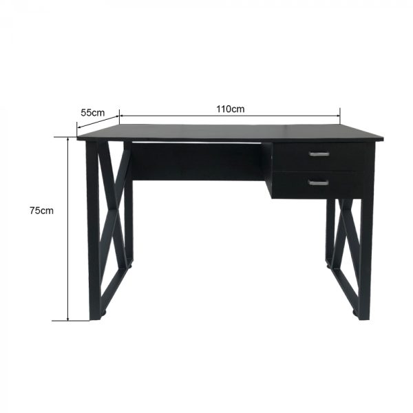 Schreibtisch Computertisch Tough - Beistelltisch - Industrial Modern - Metall mit Holz - Schwarz - VDD World