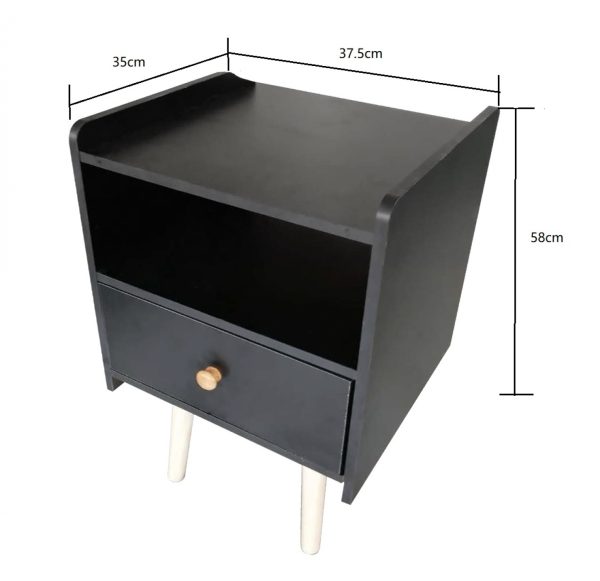 Nachttisch Pukkie - Beistelltisch - Tisch Flur Wohnzimmer - 58 cm hoch - schwarz - VDD World