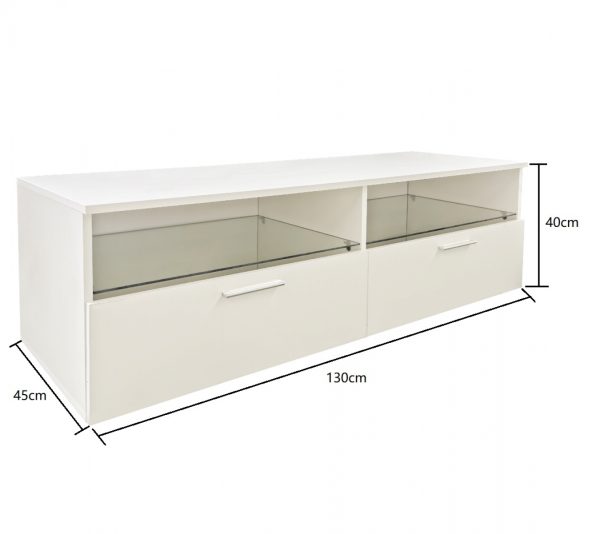 TV-Schrank Sideboard Sieno - Medienmöbel Spielaufbau - LED-Beleuchtung - weiß - VDD World