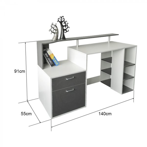 Schreibtisch Computertisch Computertisch 140 cm breit mit Kommode und viel Stauraum - VDD World