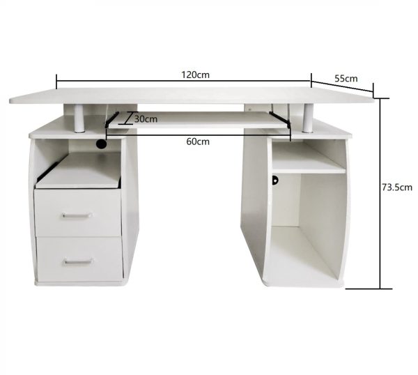 Schreibtisch Computertisch - 120 cm breit - weiß - VDD World