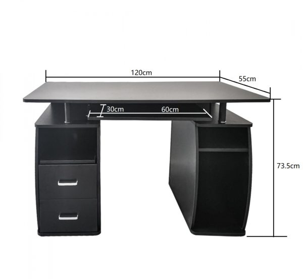 Schreibtisch Computertisch - 120 cm breit - schwarz - VDD World