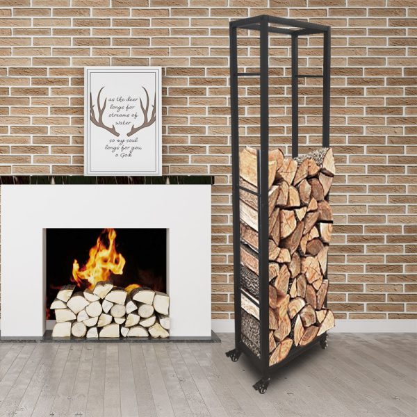 Brennholz Brennholzregal fahrbar - Holz lagern - 40 cm x 160 cm hoch - VDD World