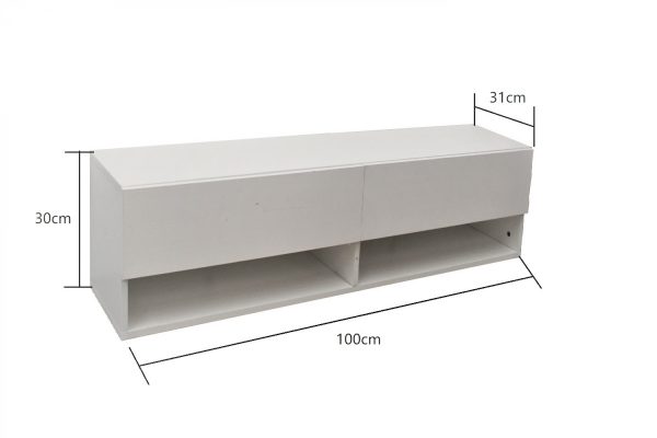 Hängender schwimmender TV-Schrank Wander - Fernseh-Sideboard - 100 cm breit - weiß - VDD World