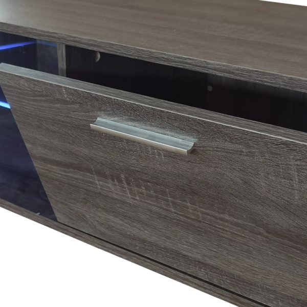 TV-Schrank Kommode Tunis - TV-Schrank - LED-Beleuchtung - dunkelgrau braun - VDD World