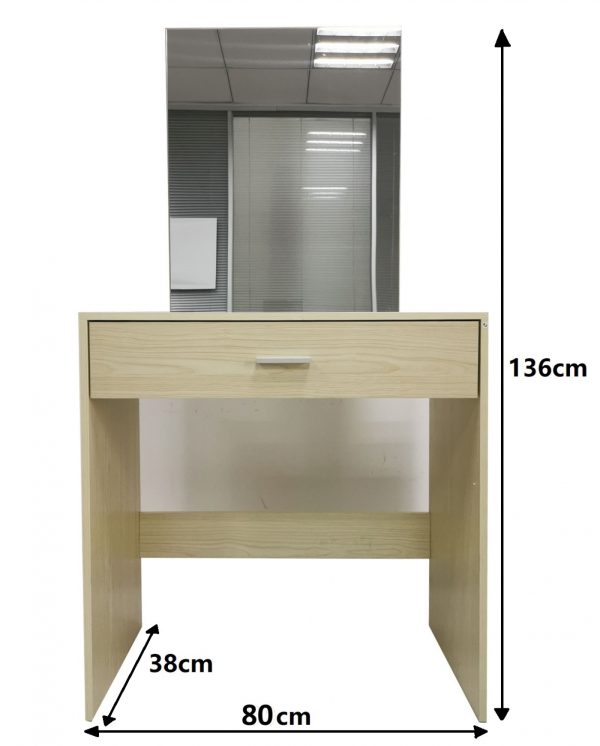 Schminktisch Schminktisch Schminktisch mit Spiegelschrank und Ablageschublade hellbraun - VDD World