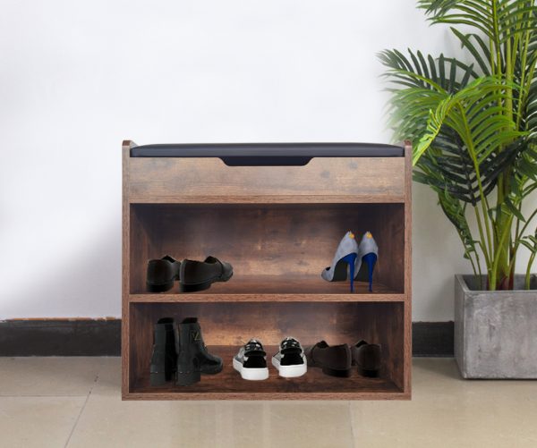 Schuhschrank Dielenbank - Schuhregal - Schuhbank mit klappbarem Sitzkissen - VDD World