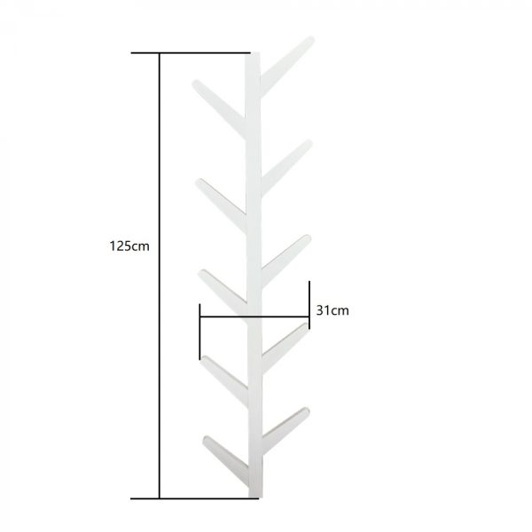 Wandgarderobe Baumstamm Ast Design - hängende Wandgarderobe - 125 cm hoch - 10 Haken - weiß - VDD World