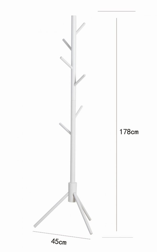 Stehgarderobe - Baumgarderobe 8 Haken Holz - 178 cm hoch - weiß - VDD World