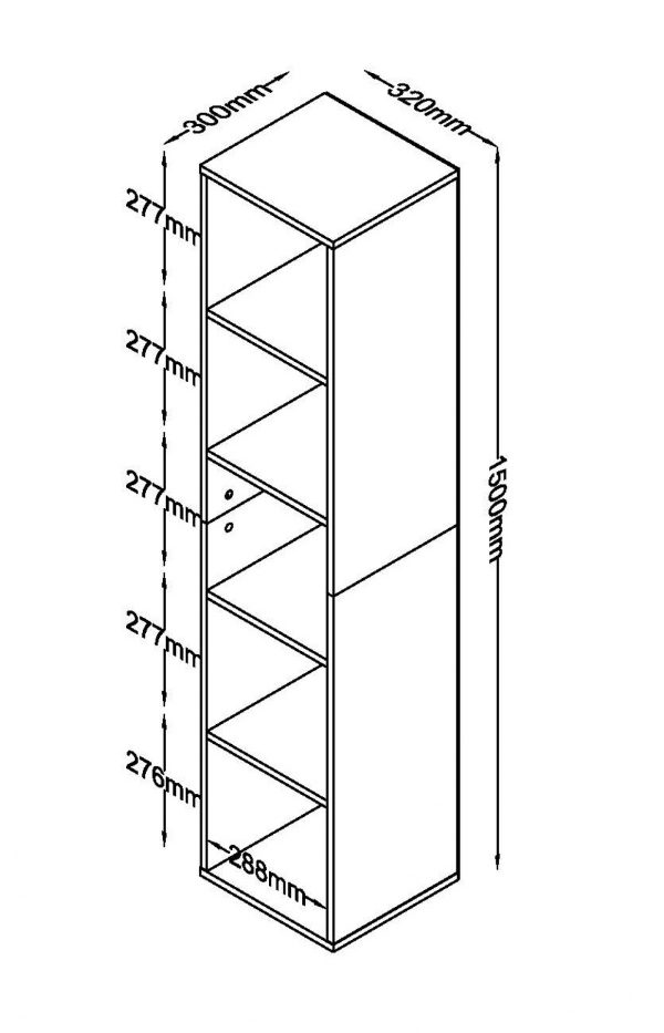 Säulenschrank 5 offene Fächer - Aufbewahrungsschrank Badezimmer Schlafzimmer Flur - VDD World