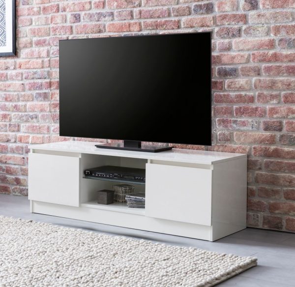 TV-Schrank - TV-Schrank - LED-Beleuchtung - 120 cm breit - weiß - VDD World