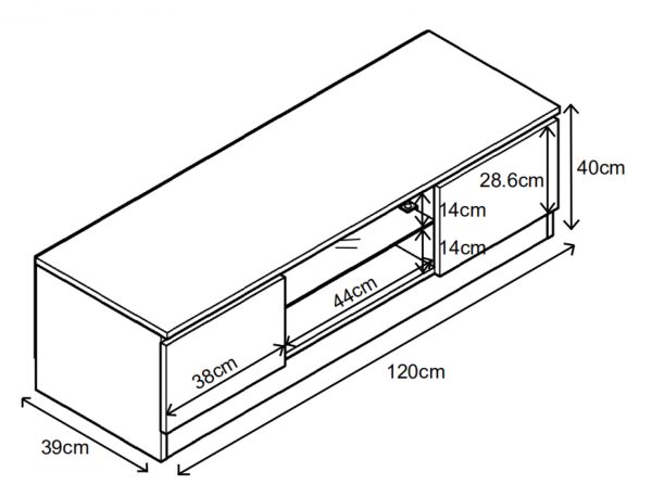 TV-Schrank Sideboard - TV-Schrank - 120 cm breit - schwarz - VDD World