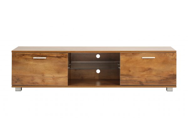 TV-Schrank - Sideboard - LED-Beleuchtung - 140 cm breit - braune Holzstruktur - VDD World
