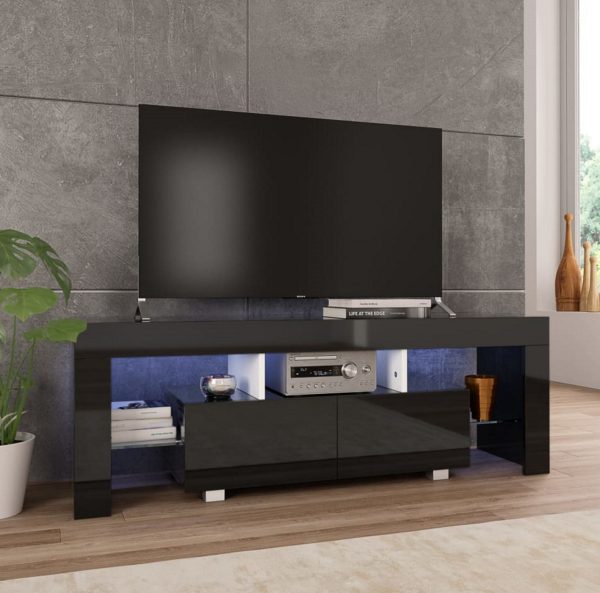 TV-Schrank Hugo - mit Led-Beleuchtung - 140 cm breit - schwarz - VDD World