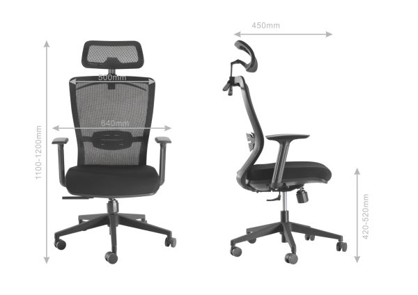 Bürostuhl Komfort - Bürostuhl - ergonomisch verstellbar - Netzgewebe - schwarz - VDD World