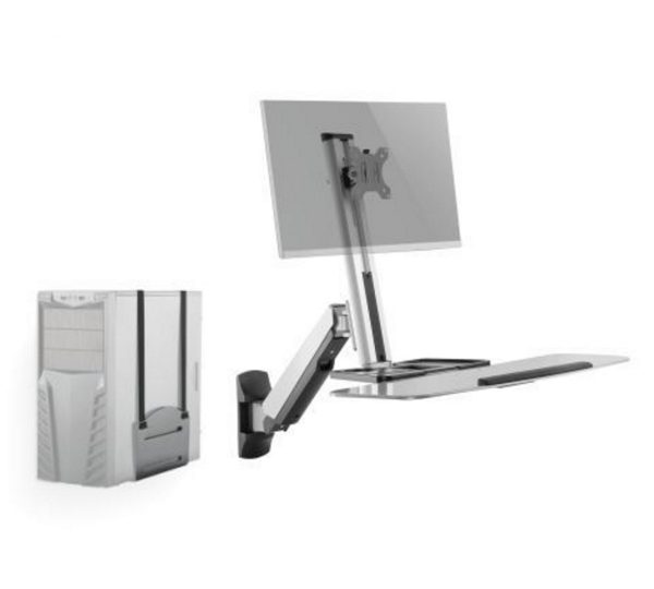 Sitz-Steh-Schreibtisch Arbeitsplatz Wandmontage - Monitorhalterung Tastatur-Tischhalterung - VDD World
