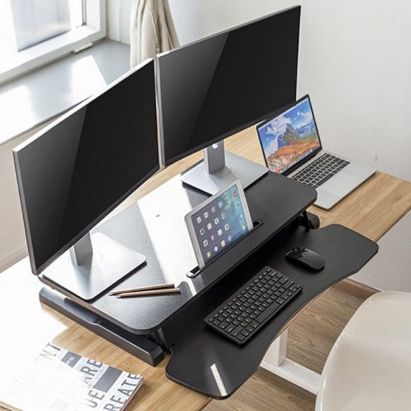 Schreibtisch-Sitz-Ständer-Riser ergonomisch - Arbeitsplatz höhenverstellbar - 80 cm breit - VDD World