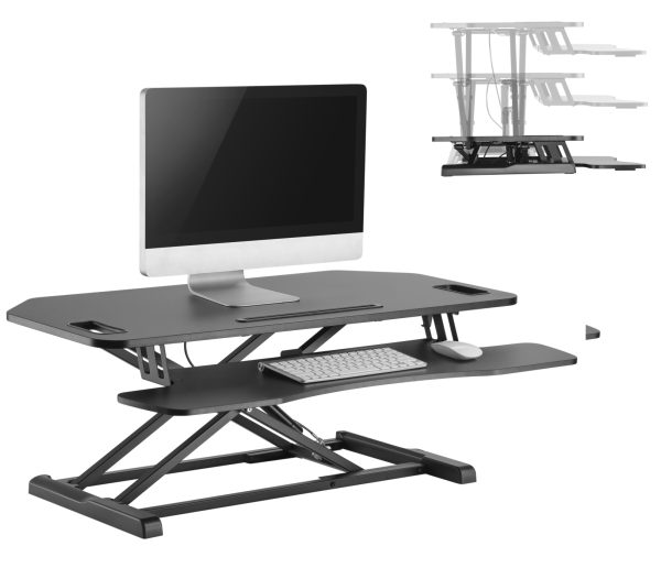 Schreibtischerhöhung Sitz-Steh-Arbeitsplatz - ergonomisch höhenverstellbarer Schreibtisch - 95 cm br - VDD World