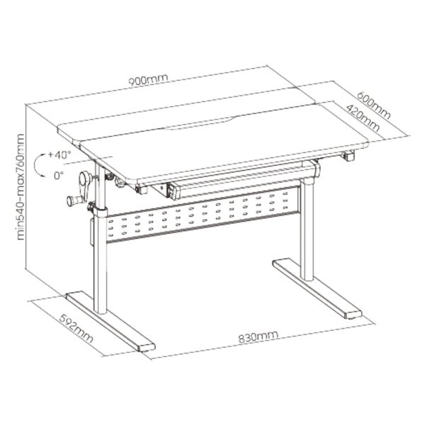 Kinderschreibtisch Zeichentisch - ergonomisch höhenverstellbar - Schultisch - VDD World