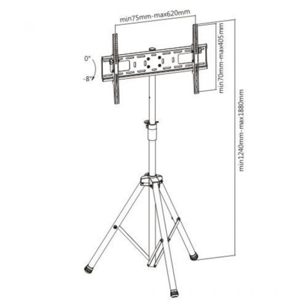 TV-Ständer - TV-Standfuß - Stativ - Industriedesign - Höhenverstellbar bis 188 cm - VDD World