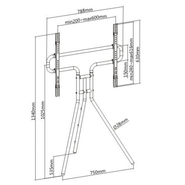 TV Standard Stativmaler Staffelei Design Studio - 134 cm hoch - bis zu 70 Zoll Bildschirm - VDD World