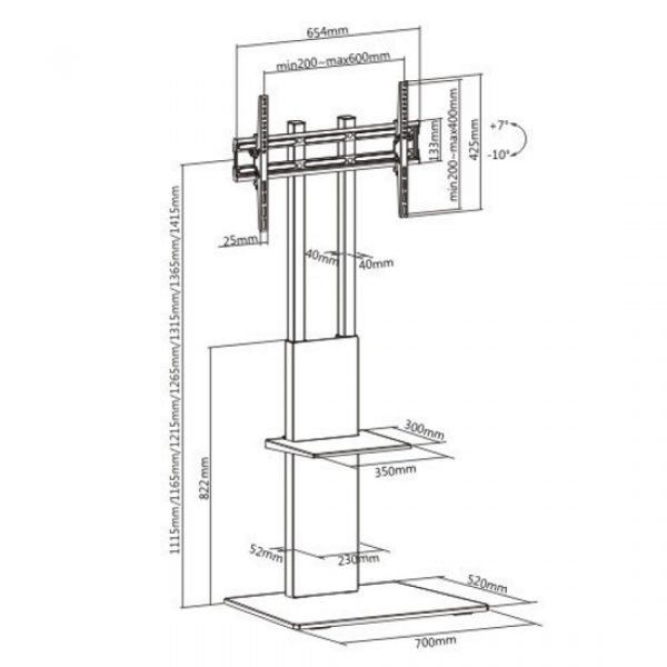 TV-Ständersockel - TV-Bildschirm-Stativ - verstellbar bis zu 142 cm - 37 bis 70 Zoll - VDD World