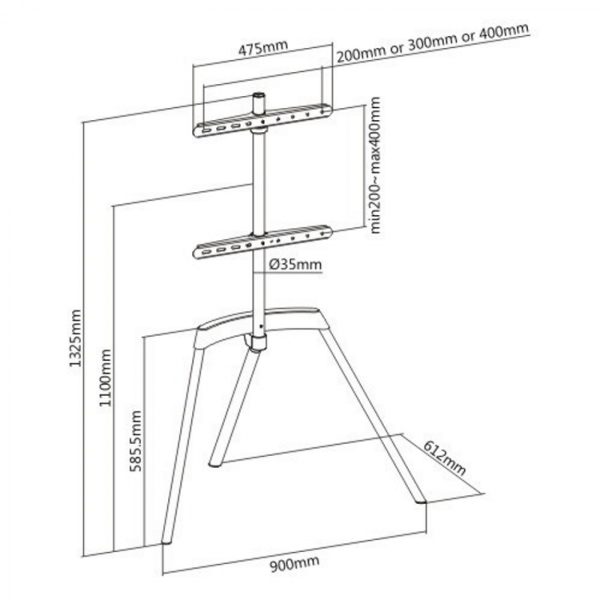 TV-Bodenständer Staffelei-Design - TV-Ständer - drehbar bis 65 Zoll Bildschirm - VDD World