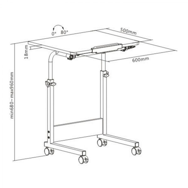 Laptoptisch mobiler Schreibtisch - Rednerpult - höhenverstellbar 68 - 96 cm - VDD World