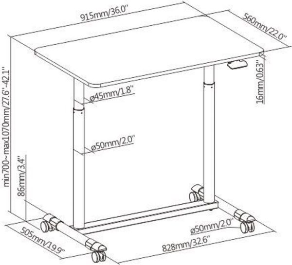 Schreibtisch-Sitz-Ständer mobil - Laptoptisch - höhenverstellbar - VDD World