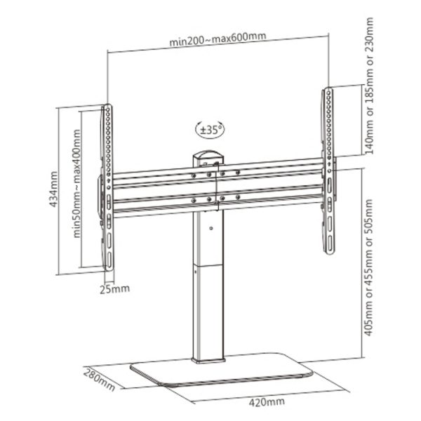 TV-Ständer - TV-Ständer - Tischmodell - drehbar - höhenverstellbar 36 cm bis 55 cm - VDD World