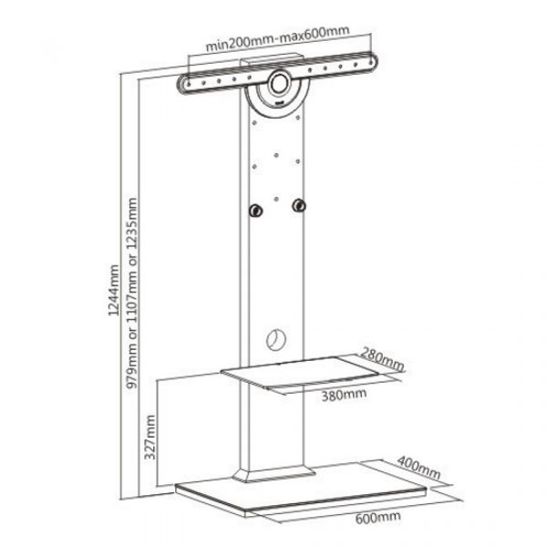 TV-Ständer - TV-Ständerfuß - Holz mit Glas - höhenverstellbar bis 125 cm - VDD World