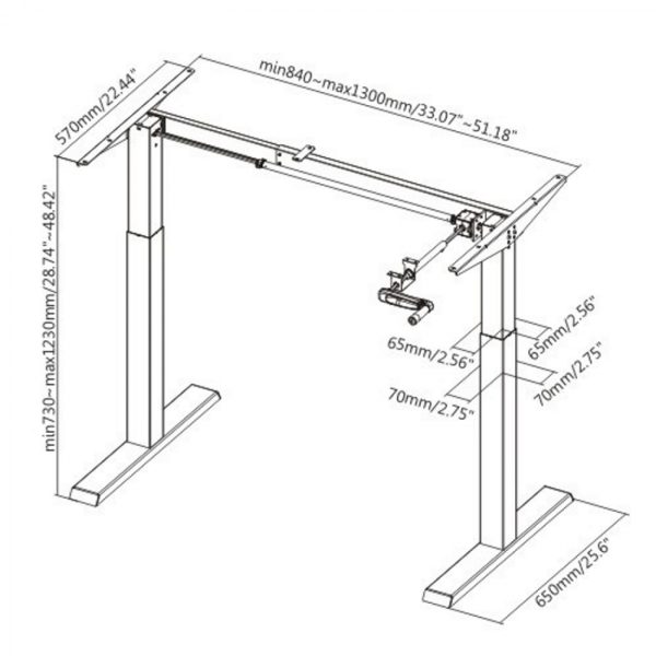 Tischgestell Sitz-Steh-Untergestell - höhenverstellbar - Tischplattengröße 100 bis 160 cm - VDD World