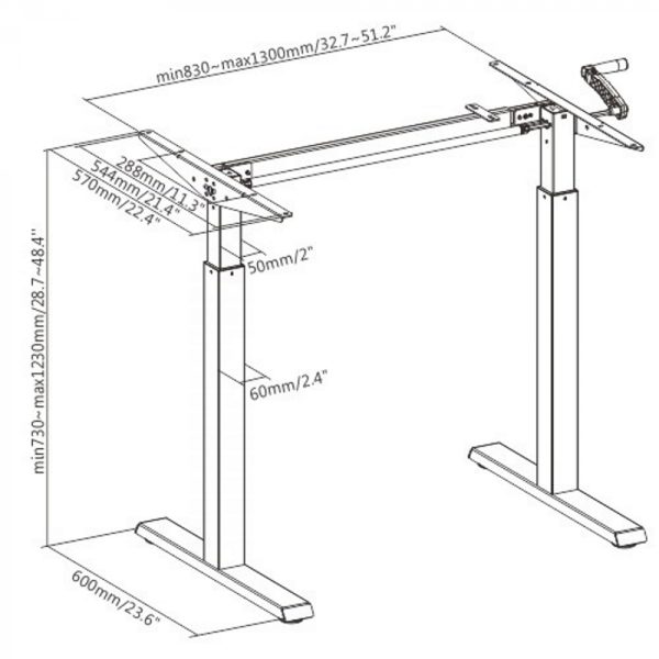 Tischgestell Sitzständer - höhenverstellbar - Tischgröße 90 bis 140 cm - VDD World