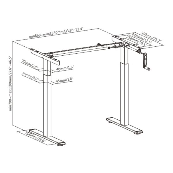 Tischgestell Sitzständer - höhenverstellbar - Tischplattengröße 100 bis 160 cm - VDD World