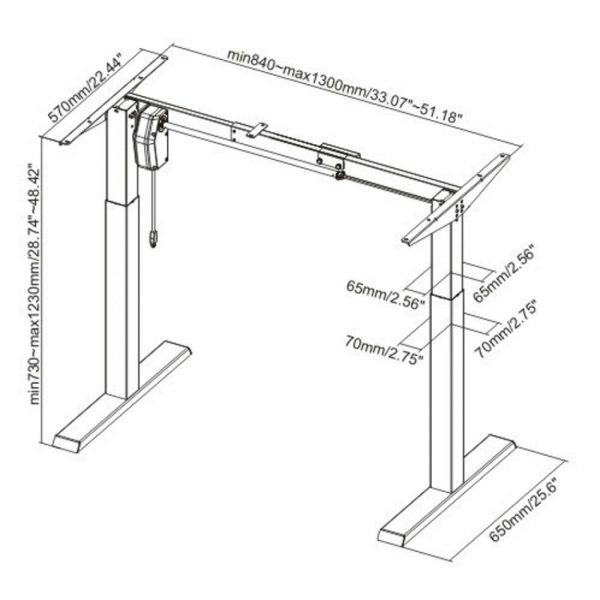 Schreibtisch elektrisches Sitz-Steh-Gestell - höhenverstellbar - Tischplattengröße 100 bis 160 cm - VDD World