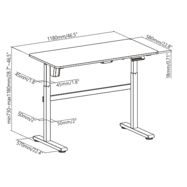 Schreibtisch-Sitzständer elektrisch höhenverstellbar - 118 x 58 cm - weiß - VDD World