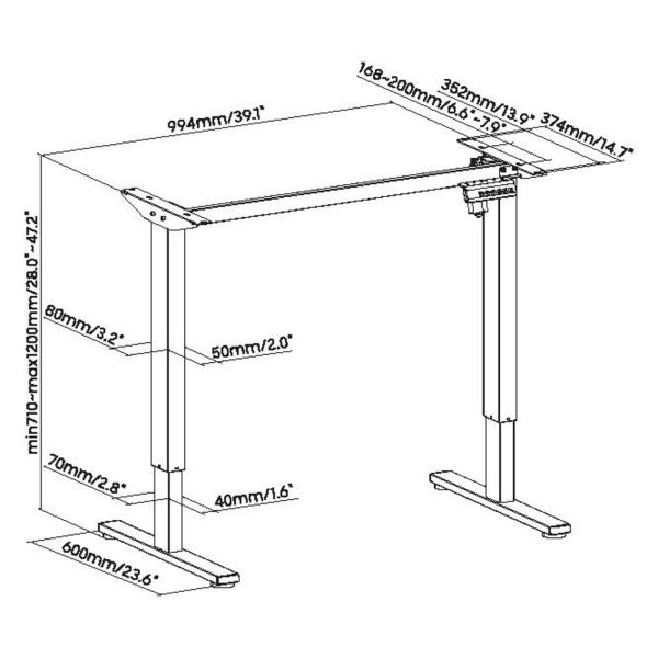 VDD Schreibtischgestell Sitz-Steh - elektrisch höhenverstellbar - Tischplattengröße 110 bis 140 cm - VDD World