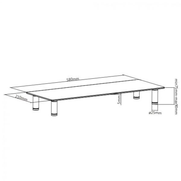 Monitor Bildschirmerhöhung höhenverstellbares Aluminiumglas - VDD World