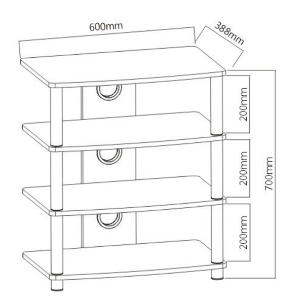 Hifi-Audio-Möbel - TV-Schrank - 4 Regale - VDD World