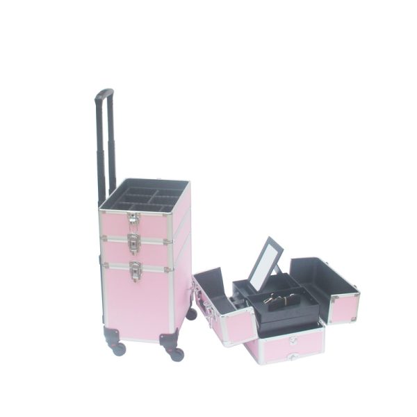 Make-up Make-up Koffer Kosmetik Friseurwagen Kosmetikkoffer 4 in 1 Pink - VDD World