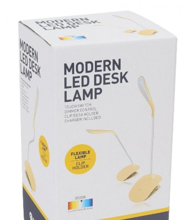 LED Schreibtischlampe Tischlampe Klemmlampe flexibel mit Touchdimmer (gelb) - VDD World