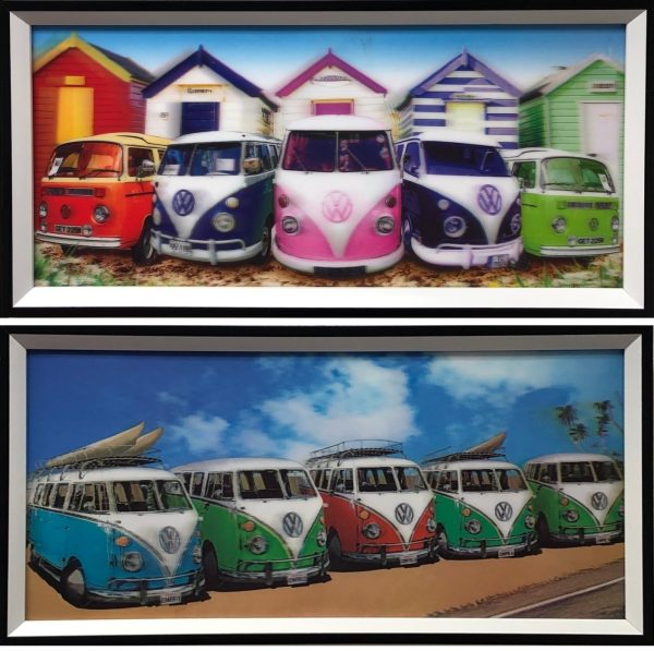 VW Volkswagen Retro Vintage Bus 3D holografische Malerei SET von 2 Stück - VDD World