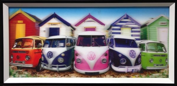 VW Volkswagen Retro Vintage Bus 3D holografische Malerei SET von 2 Stück - VDD World