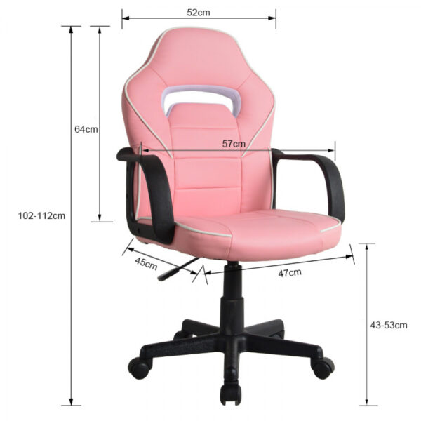  Bürostuhl Gaming Stuhl Thomas – Kinder – Racing Gaming Style – höhenverstellbar – pink